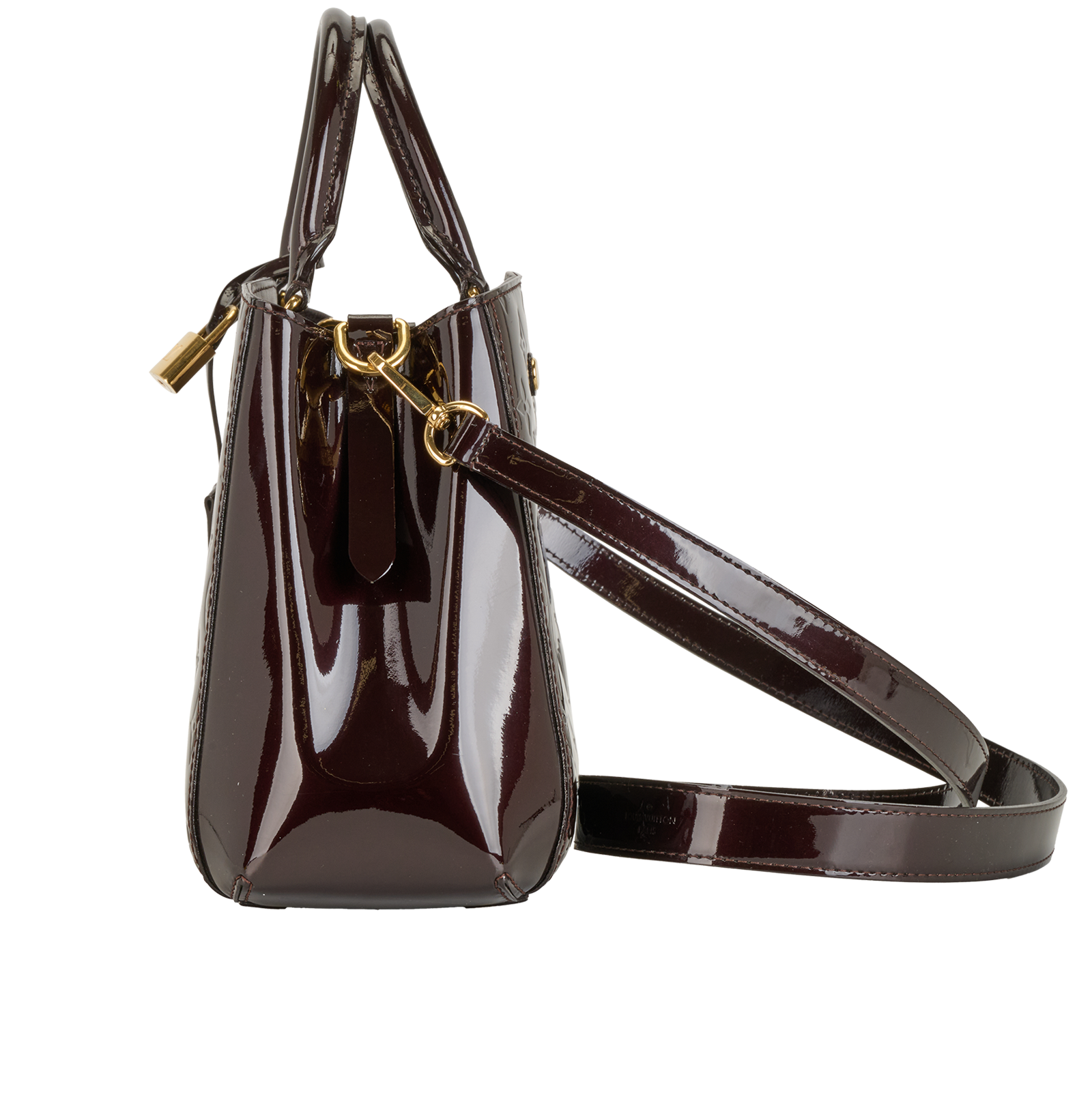 Montaigne BB, &pound;1,100, Handbags, Burgundy, Patent Leather, Bottom view